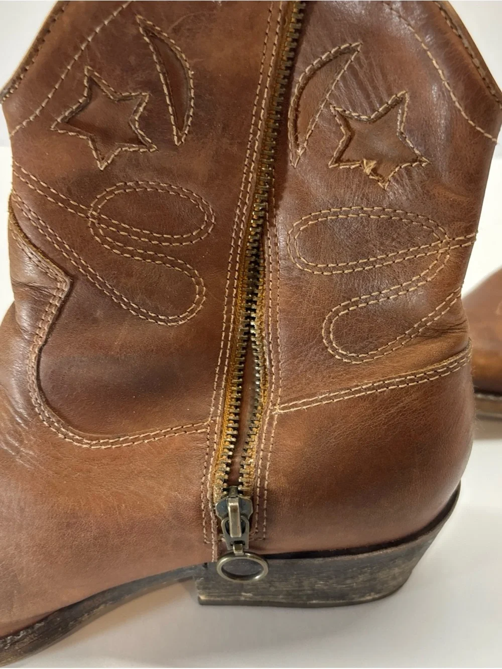 Zigi Soho women’s Brown Leather Western Ankle Booties with Side Zip side 9